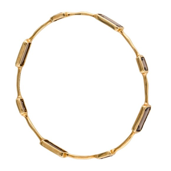 IPPOLITA 18K 750 YELLOW GOLD SMOKY QUARTZ GELATO 8-STONE BANGLE BRACELET - Picture 4 of 10